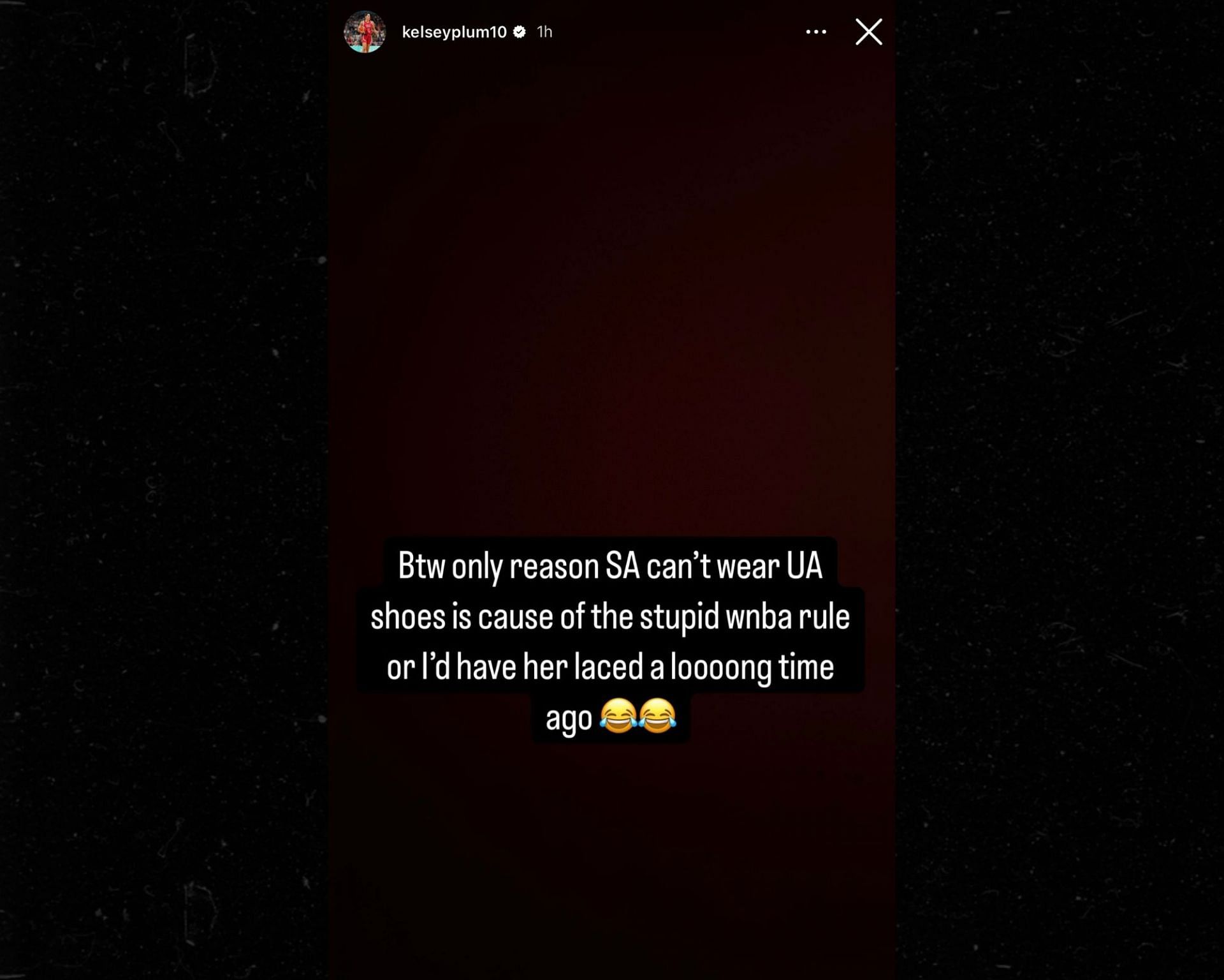 Kelsey Plum's Instagram story on Wednesday (Credits: IG/@kelseyplum10)